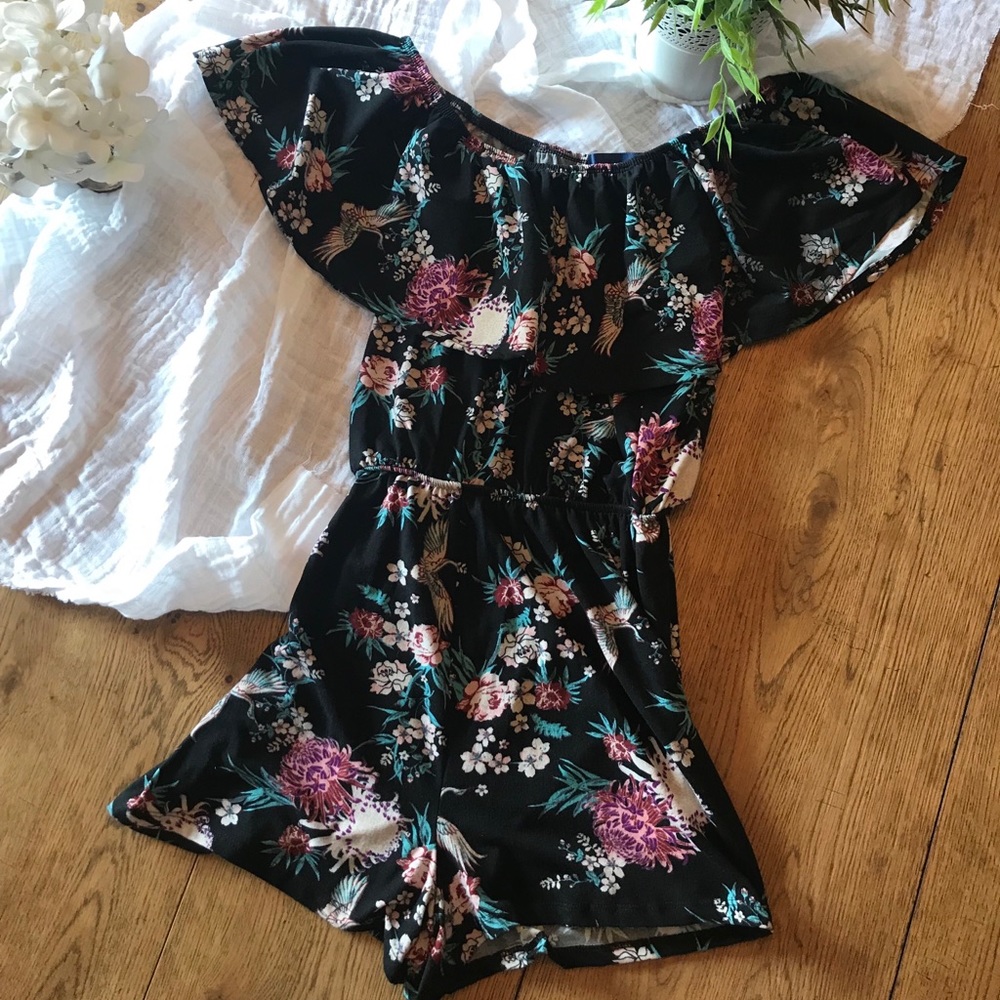 Blue Ivy floral off the shoulder romper